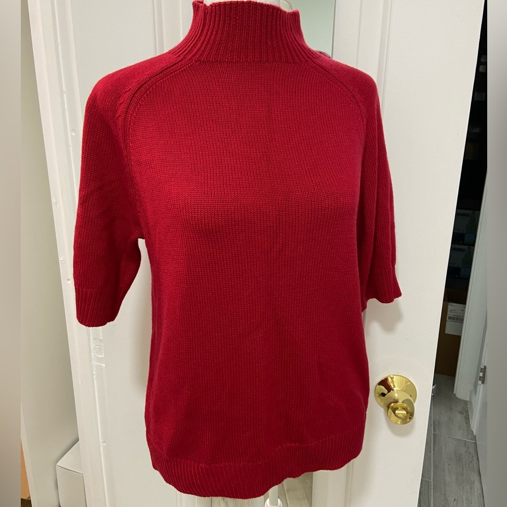 Premise Cherry Red Short Sleeve Turtleneck Sweater